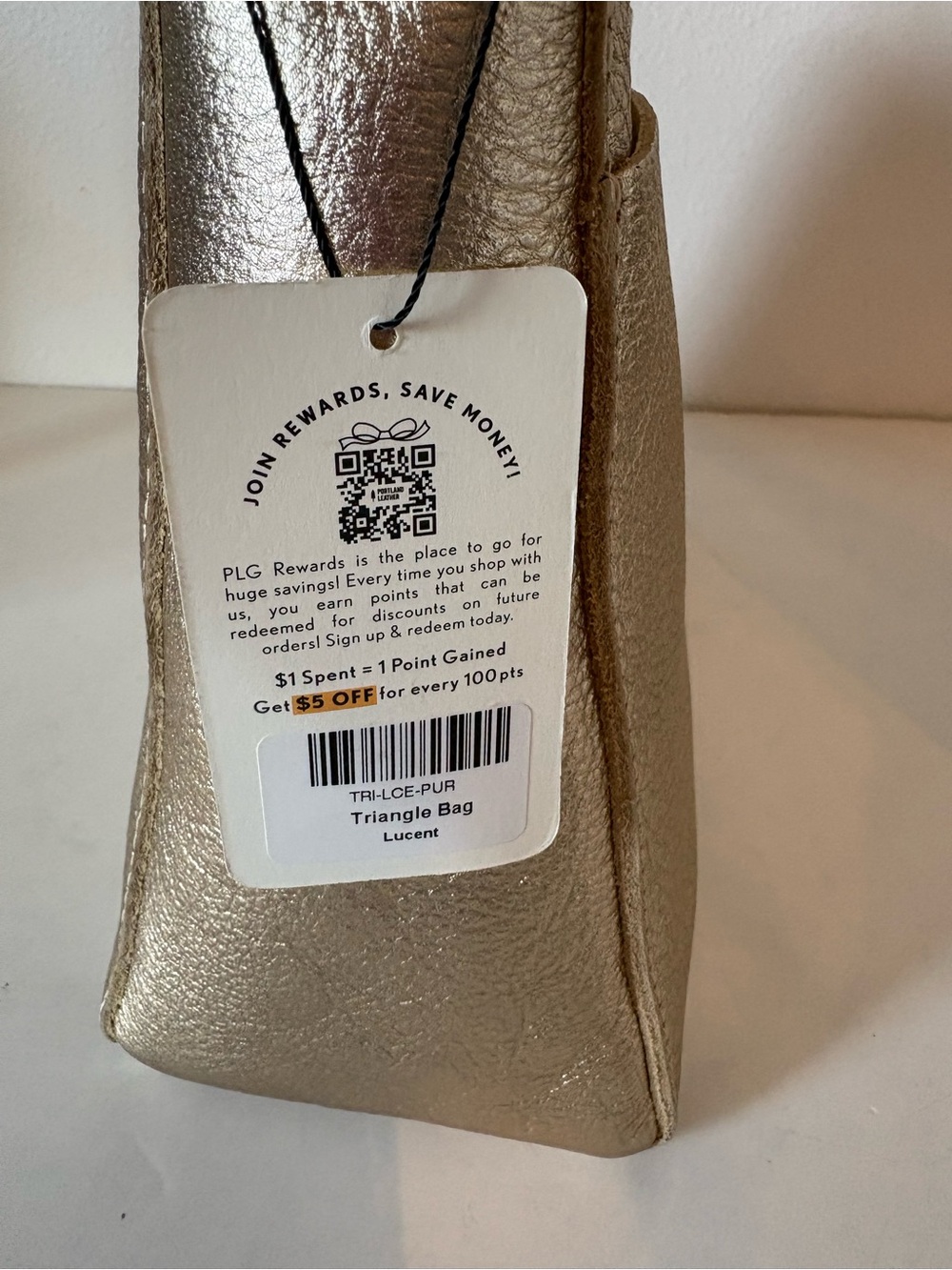 Portland Leather Goods Lucent triangle Metallic Gold Shoulder Bag - Picture 8 of 9